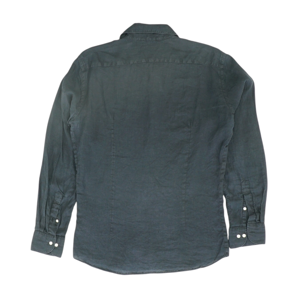 Black Solid Long Sleeve Button Down