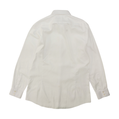 White Solid Long Sleeve Button Down