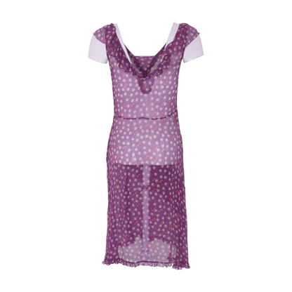 Purple Polka Dot Midi Dress