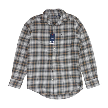 Gray Plaid Long Sleeve Button Down