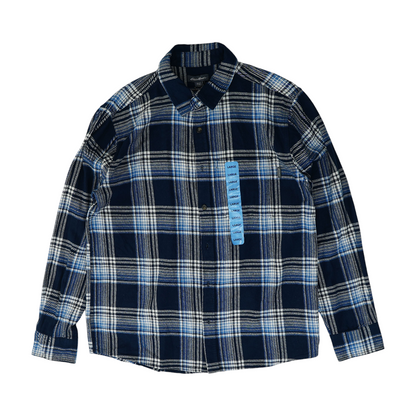 Navy Plaid Flannel Button Down
