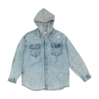 Blue Solid Denim Jacket