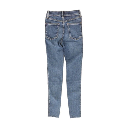 Blue Solid High Rise Skinny Leg Jeans