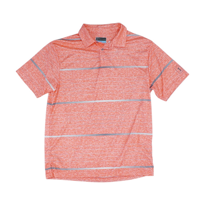 Coral Striped Short Sleeve Polo