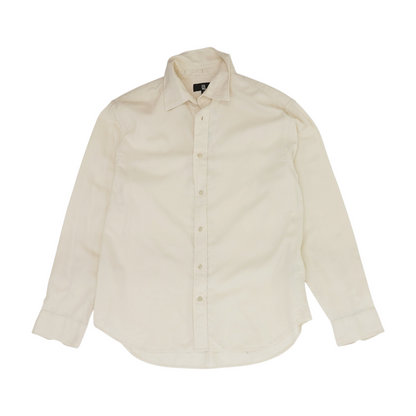 Cream Solid Long Sleeve Button Down
