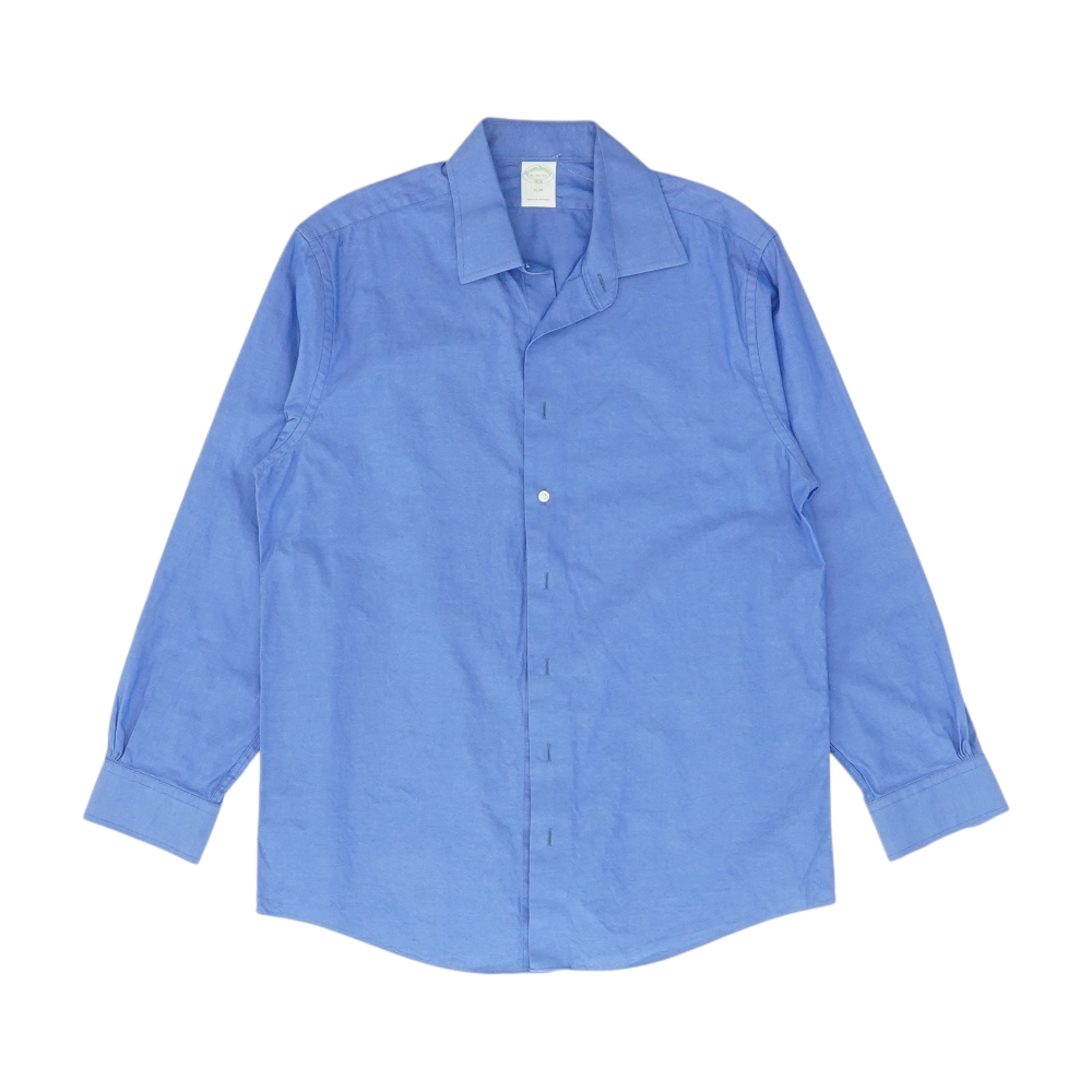 Blue Solid Long Sleeve Button Down