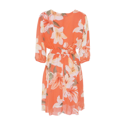 Orange Floral Midi Dress