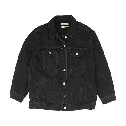 Black Solid Denim Jacket