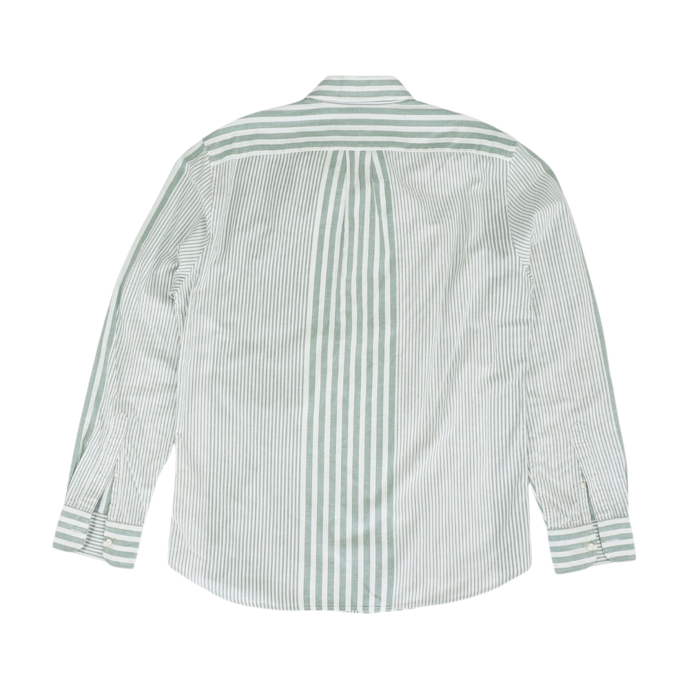Green Striped Long Sleeve Button Down