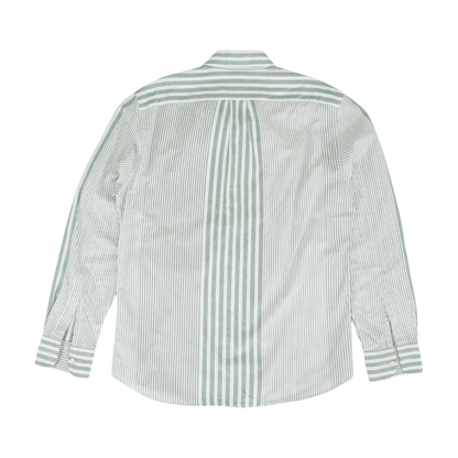 Green Striped Long Sleeve Button Down
