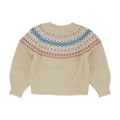Beige Print Pullover Sweater