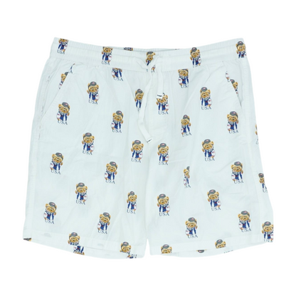 White Graphic Chino Shorts