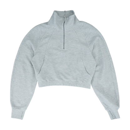 Gray Solid 1/4 Zip Pullover