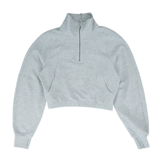 Gray Solid 1/4 Zip Pullover