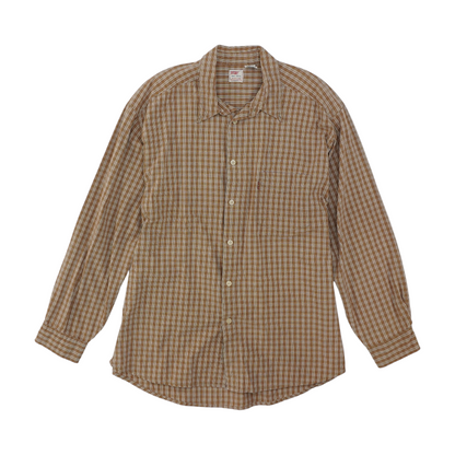 Vintage Brown Check Long Sleeve Button Down