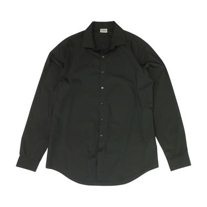 Black Solid Long Sleeve Button Down