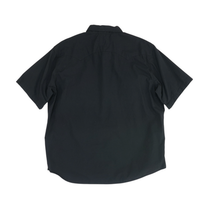 Black Solid Short Sleeve Button Down