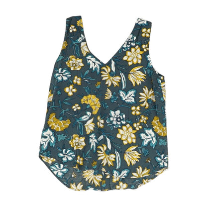 Blue Floral Sleeveless Blouse