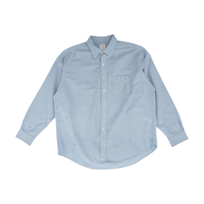 Blue Solid Long Sleeve Button Down