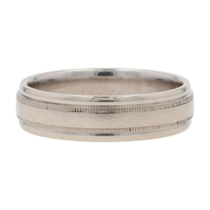14K White Gold Coin Edge Grooved Band