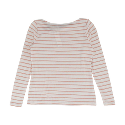 White Petite Striped Pullover Sweater