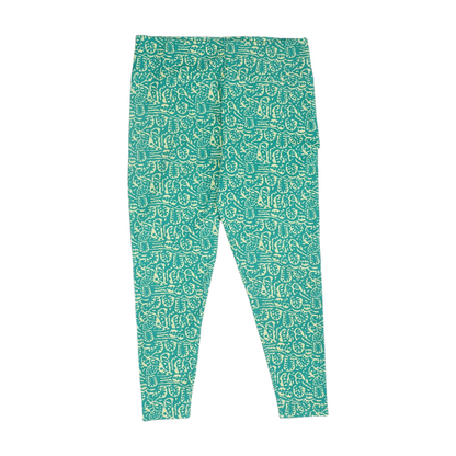 Green Abstract Active Leggings