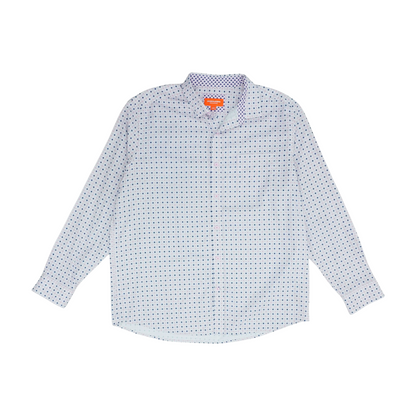 White Polka Dot Long Sleeve Button Down