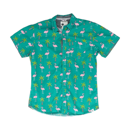 Green Tropical Short Sleeve Button Down