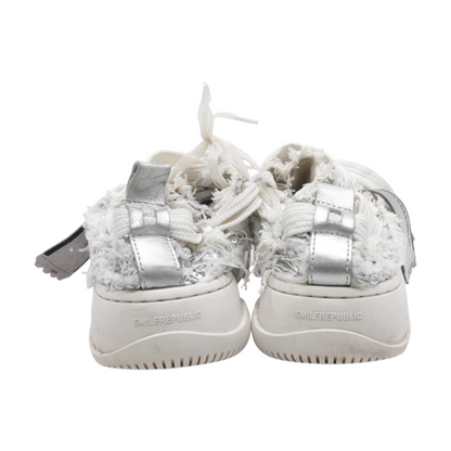 Silver Textured Low Top Sneaker High-Top Athletic Shoes