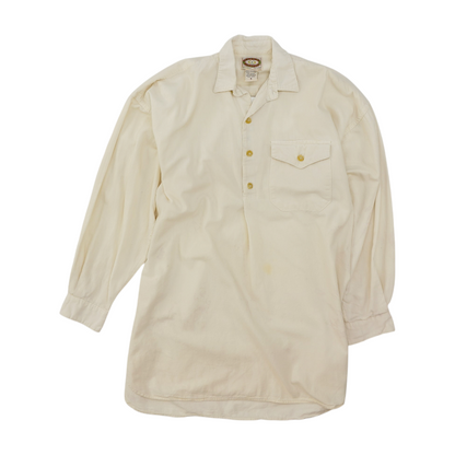 Vintage Ivory Solid Long Sleeve Button Down
