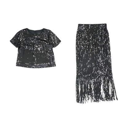 Black Solid Skirt Set