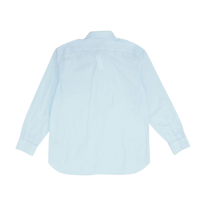 Blue Solid Long Sleeve Button Down