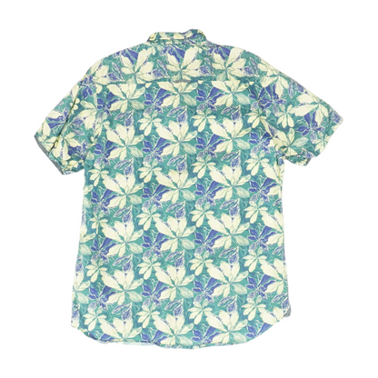 Green Floral Short Sleeve Button Down
