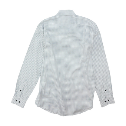 White Polka Dot Long Sleeve Button Down