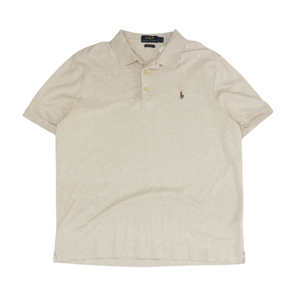 Beige Solid Short Sleeve Polo