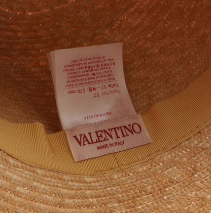 Tan Straw Bucket Hat with Toile Iconography Twill