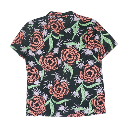 Black Floral Short Sleeve Button Down