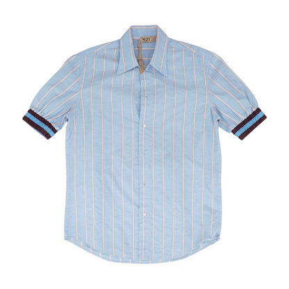 Blue Striped Short Sleeve Button Down