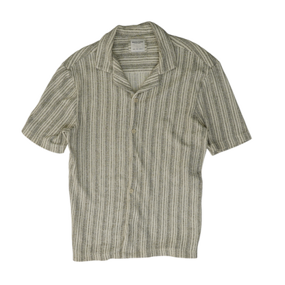 Gray Striped Short Sleeve Button Down