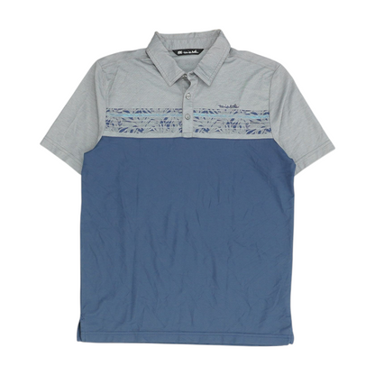 Blue Color Block Short Sleeve Polo