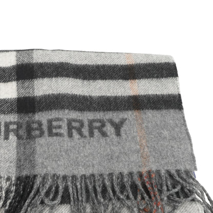 Grey & Charcoal Giant Check Cashmere Lateral Split Scarf