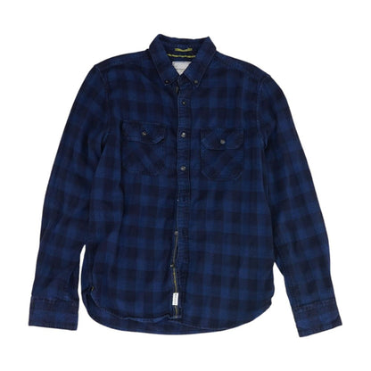 Navy Plaid Long Sleeve Button Down