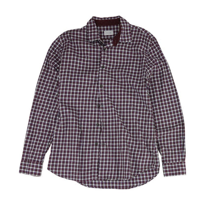 Maroon Plaid Long Sleeve Button Down