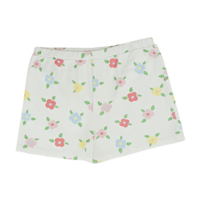 White Floral Active Shorts