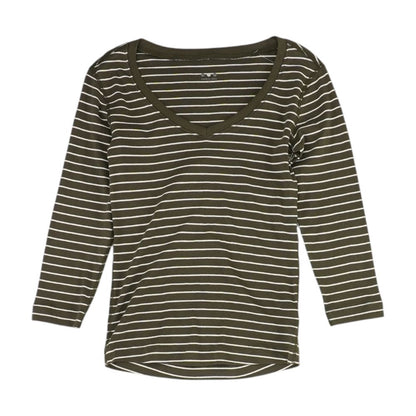 Olive Striped V Neck T-Shirt