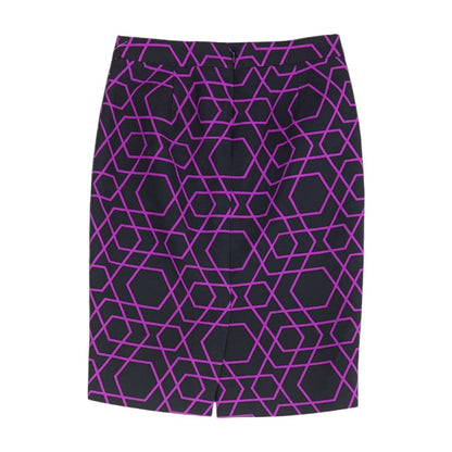 Navy Geometric Midi Skirt