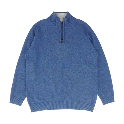 Blue Solid 1/4 Zip Sweater