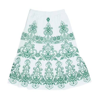 Green Print Maxi Skirt