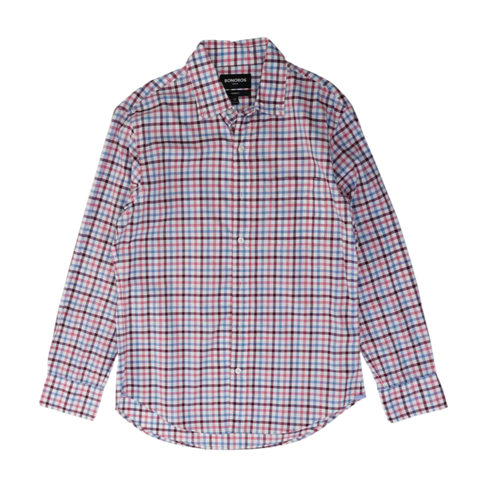 Multi Short Plaid Long Sleeve Button Down