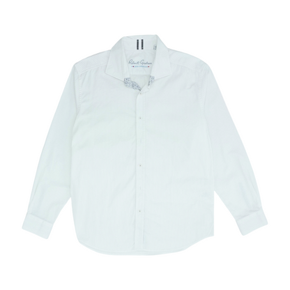 White Striped Long Sleeve Button Down
